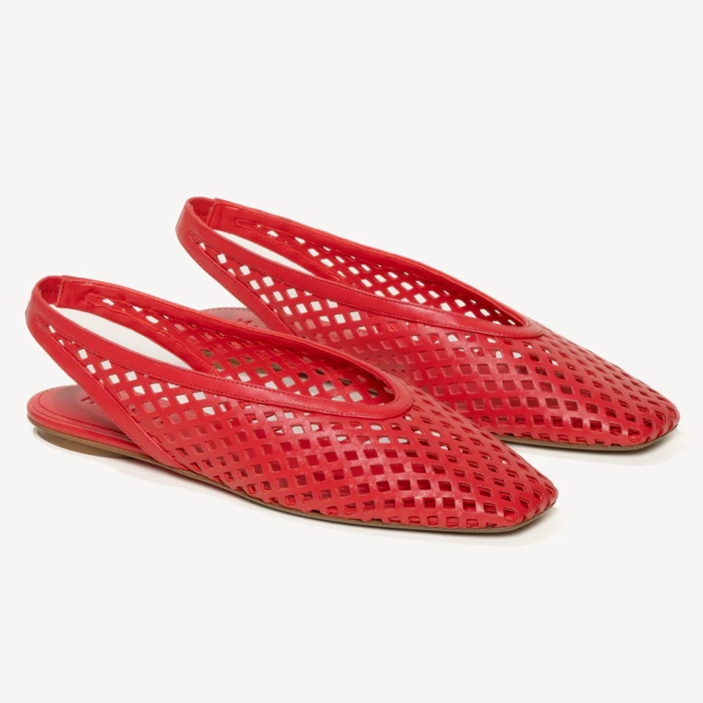 M.Gemi The Ombretta Lattice Red Lipstick Woven Leather Flats 38.5/8